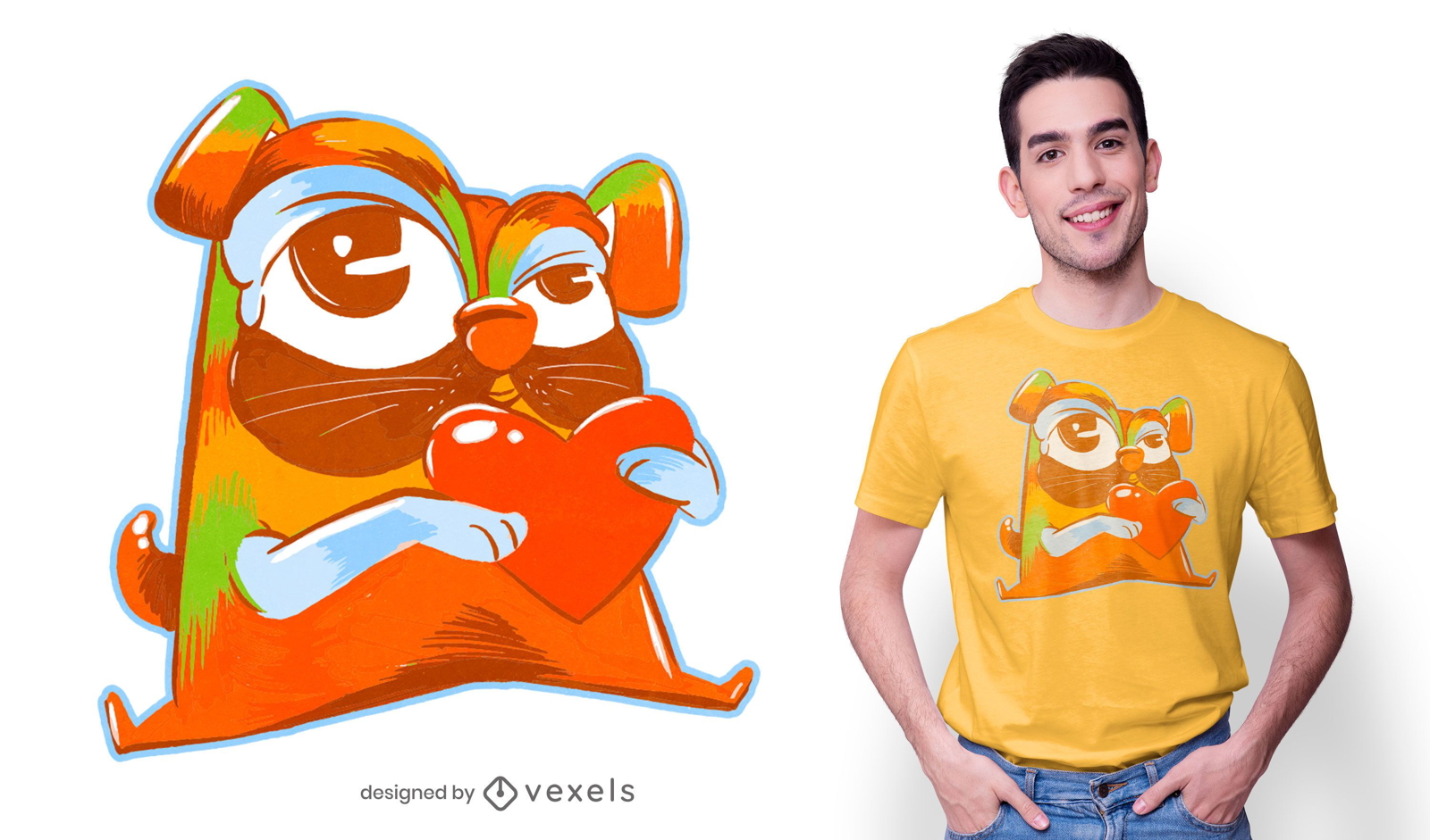Colorful pug t-shirt design