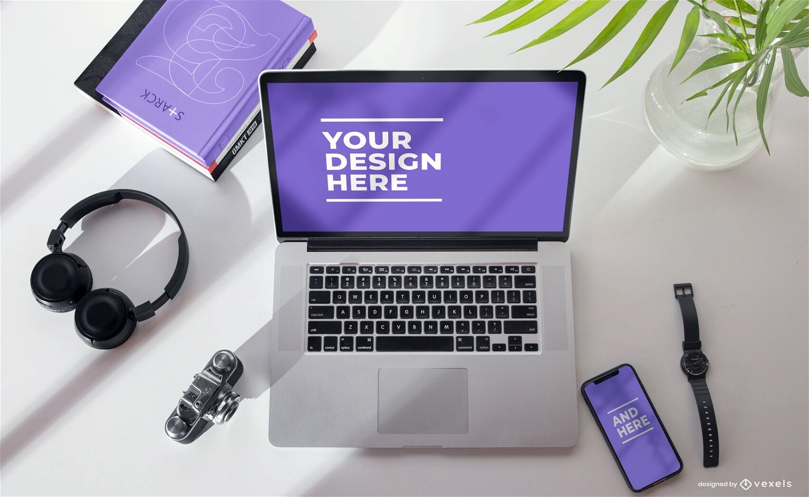 Electronic devices mockup composition psd