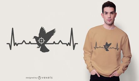 Design de camiseta de caça ao pombo Heartbeat Design de camiseta de caça ao pombo Heartbeat
