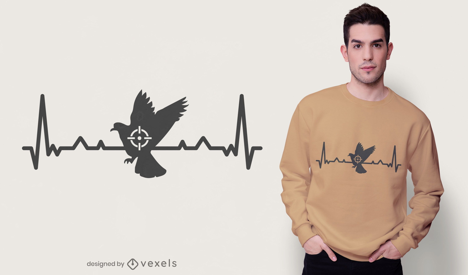 Herzschlag-Taubenjagd-T-Shirt Design