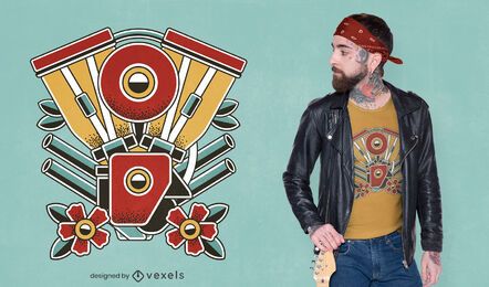 Design de camiseta para tatuagem de motocicleta