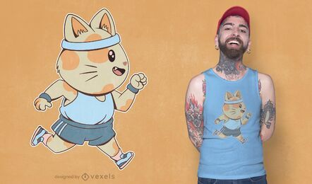 Diseño de camiseta de gato para correr