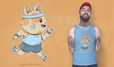 Jogging cat t-shirt design