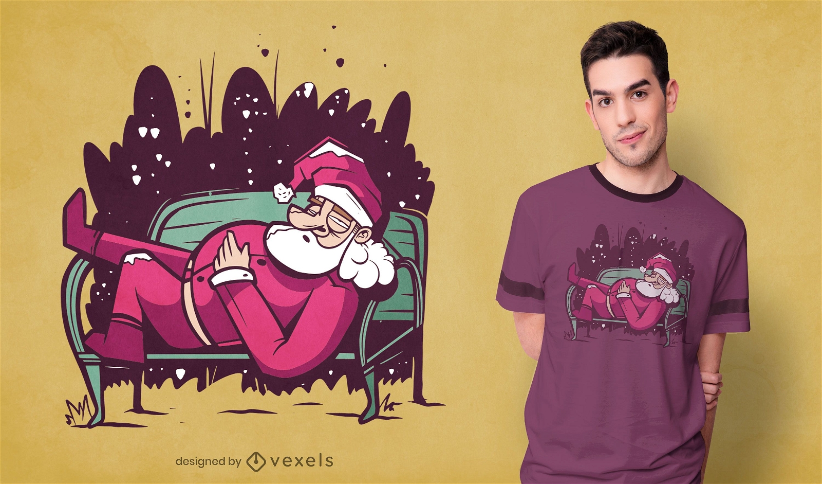 Schlafender Weihnachtsmann-T-Shirt-Entwurf