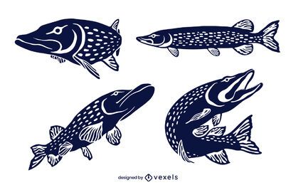 Conjunto de design de peixe pique