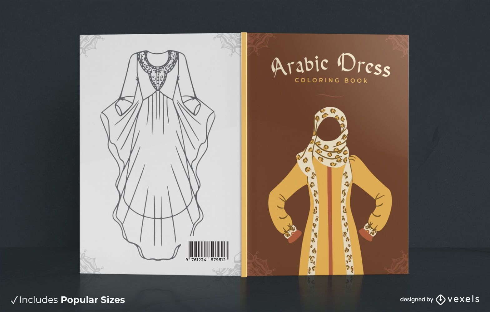 Arabic dress coloring book cover design