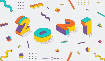2021 new year 3d illustration design