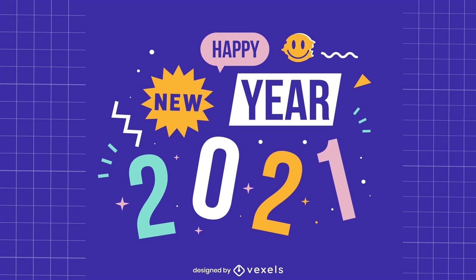 Happy new year 2021 illustration
