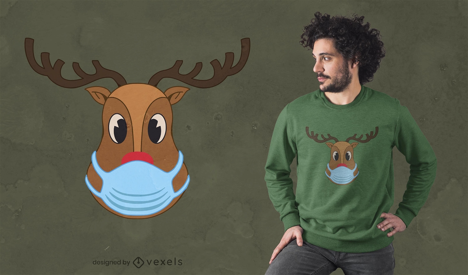Rudolph face mask t-shirt design