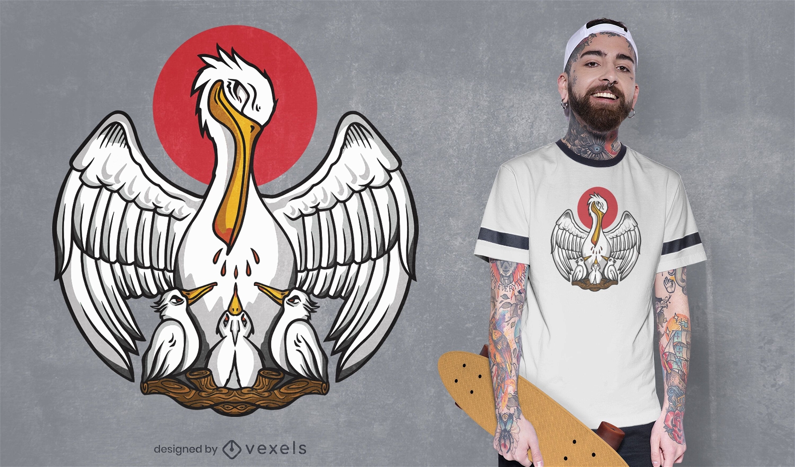 Pelikan-Familien-T-Shirt Design