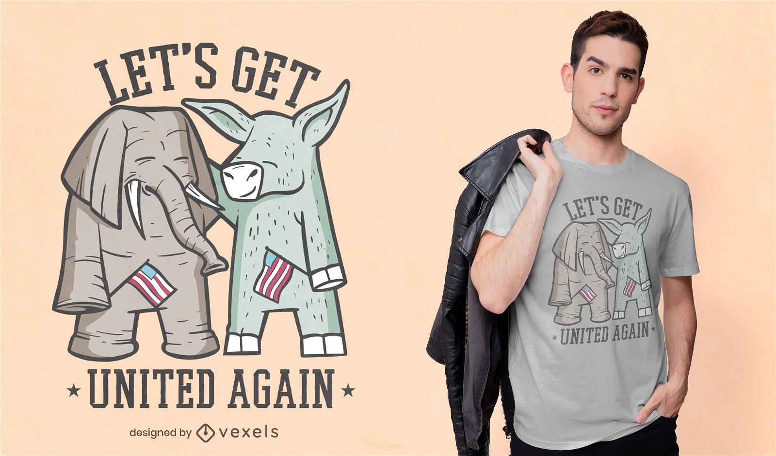 Design de camiseta de elefante e burro