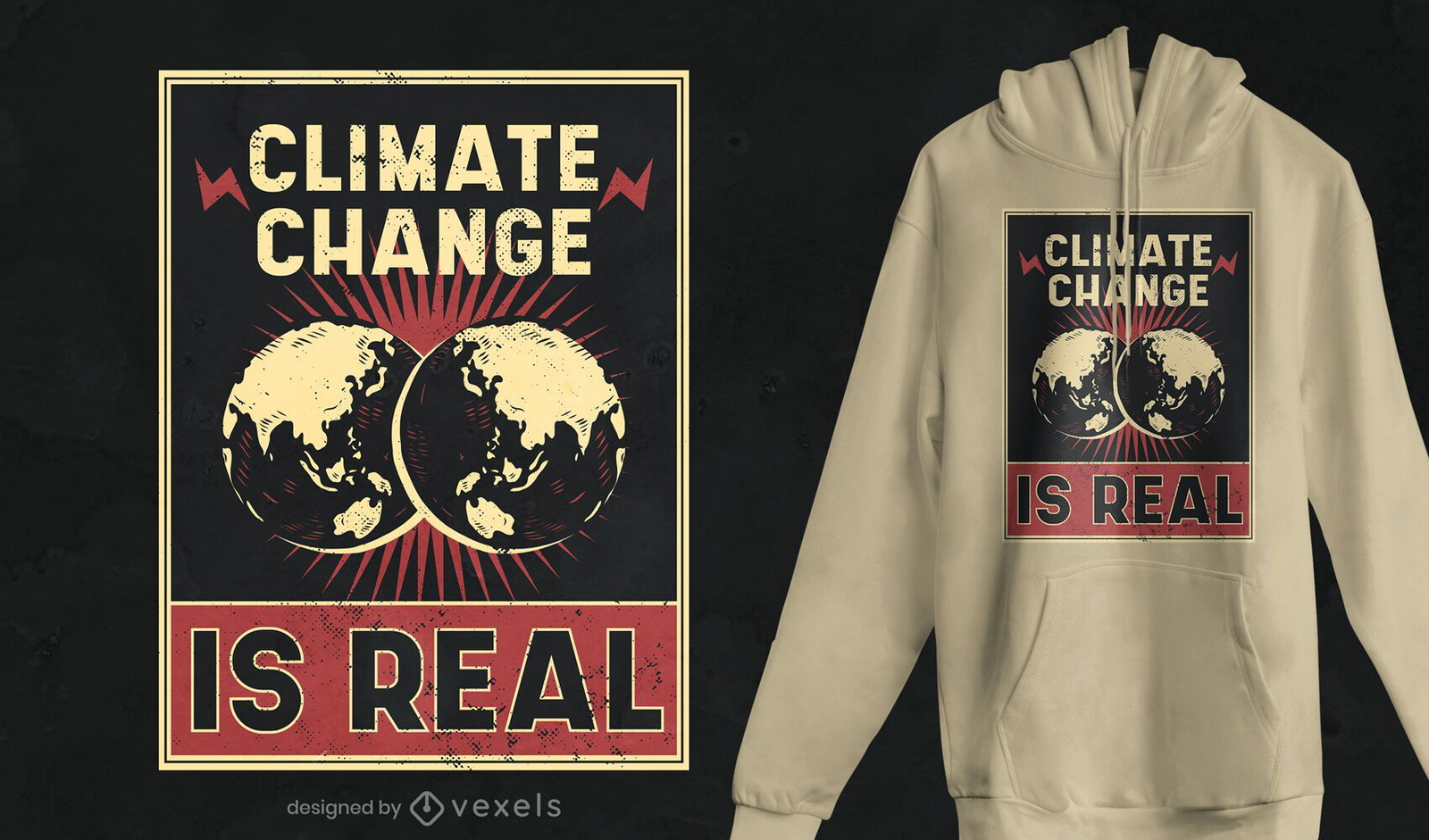 Design de camiseta de pôster sobre mudança climática