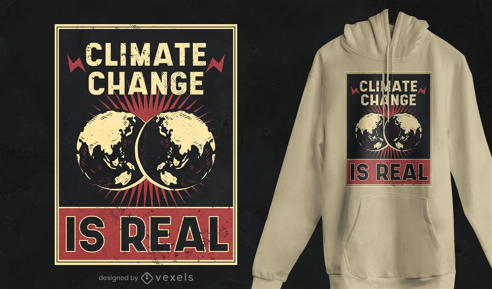 Dise?o de camiseta de cartel de cambio clim?tico.