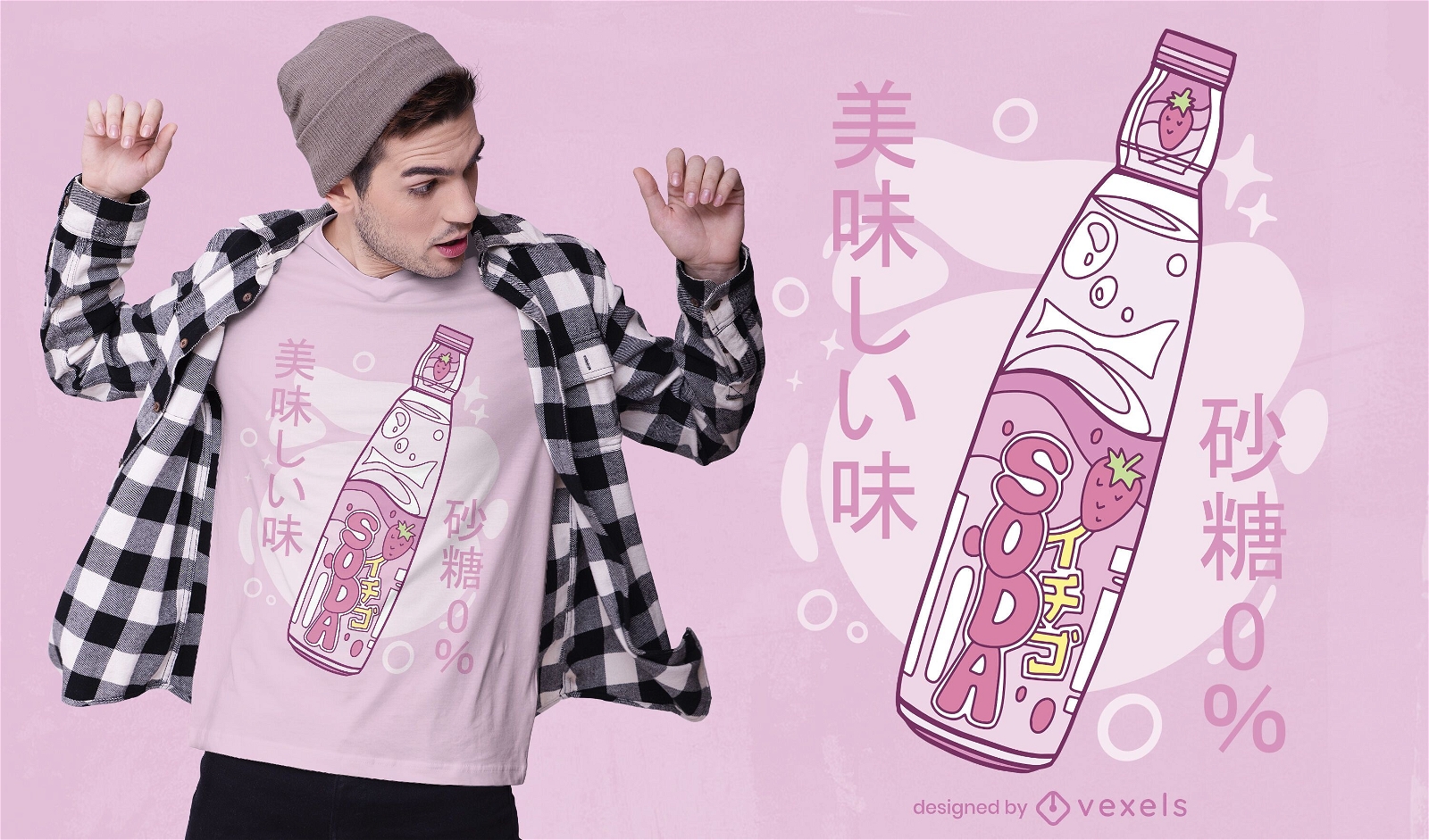Design de camiseta japonesa com refrigerante