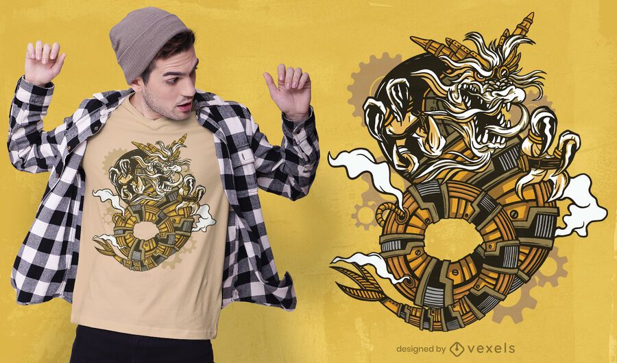 Steampunk dragon t-shirt design Steampunk dragon t-shirt design