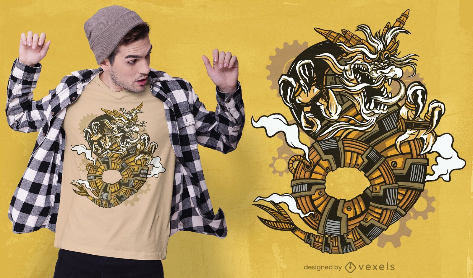 Design de camiseta com dragão Steampunk