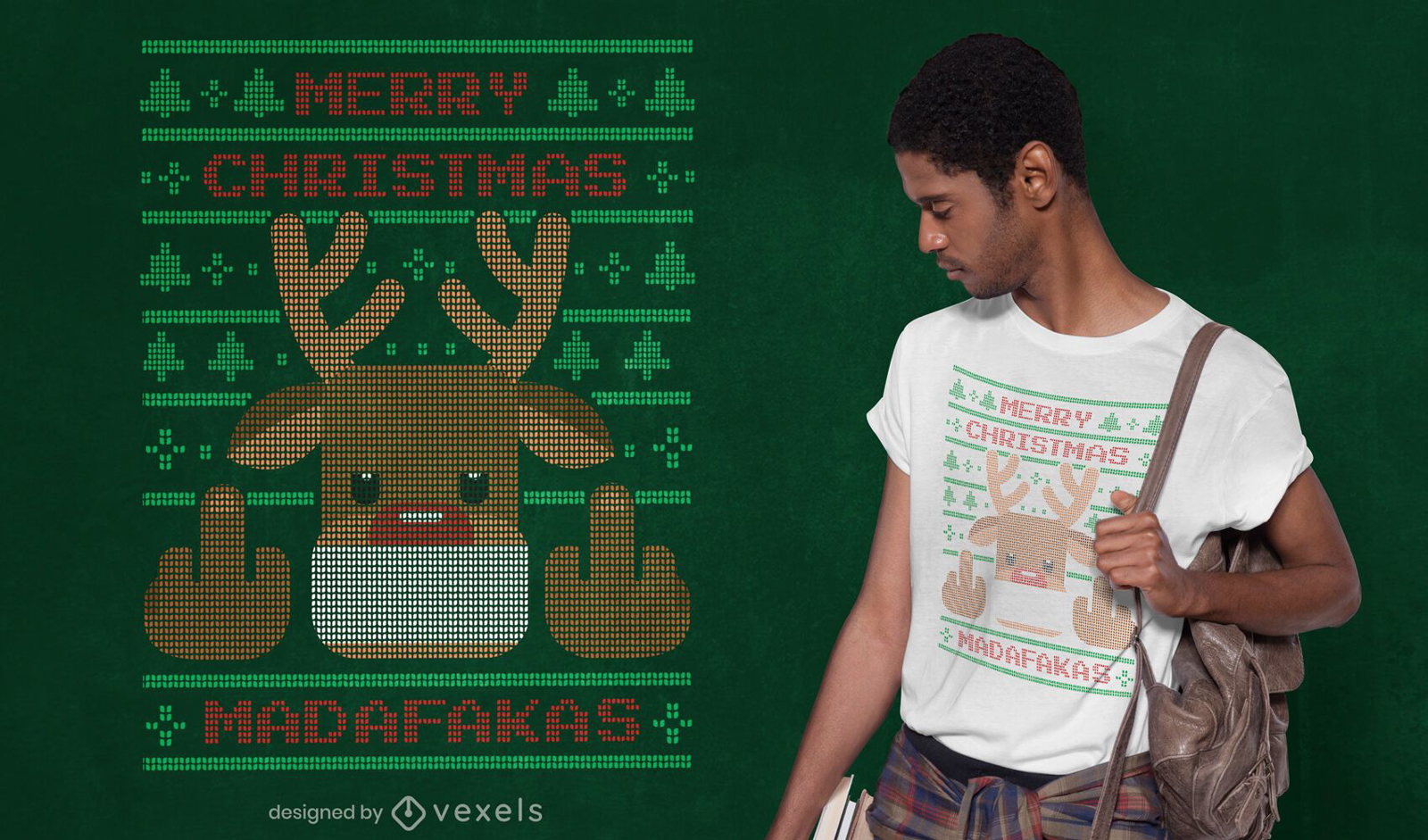 Ugly sweater reindeer t-shirt design