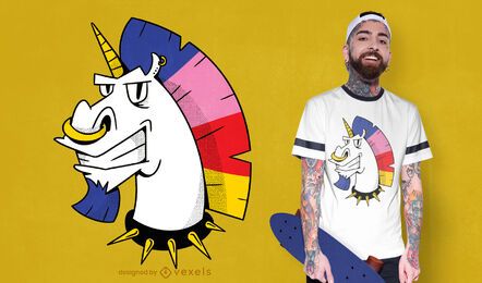 Diseño de camiseta unicornio punk
