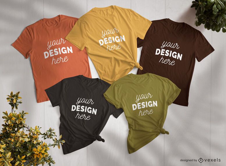 Conjunto de composição de maquete de camisetas Conjunto de composição de maquete de camisetas