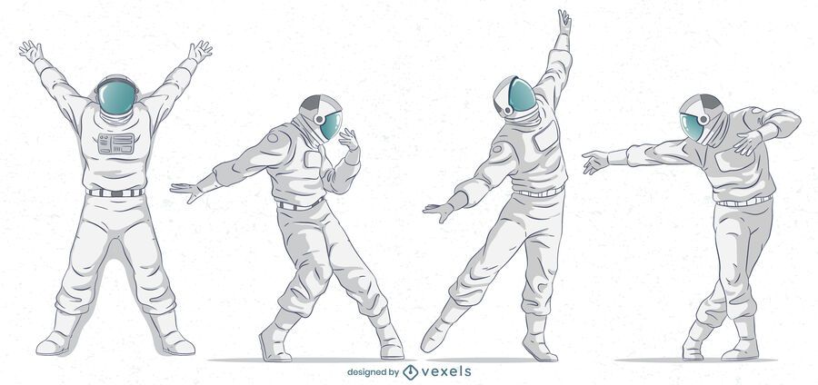 Astronaut poses character set Astronaut poses character set