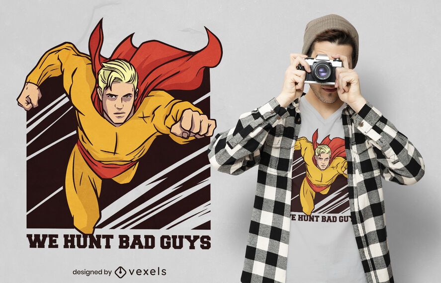 Flying superhero t-shirt design Flying superhero t-shirt design