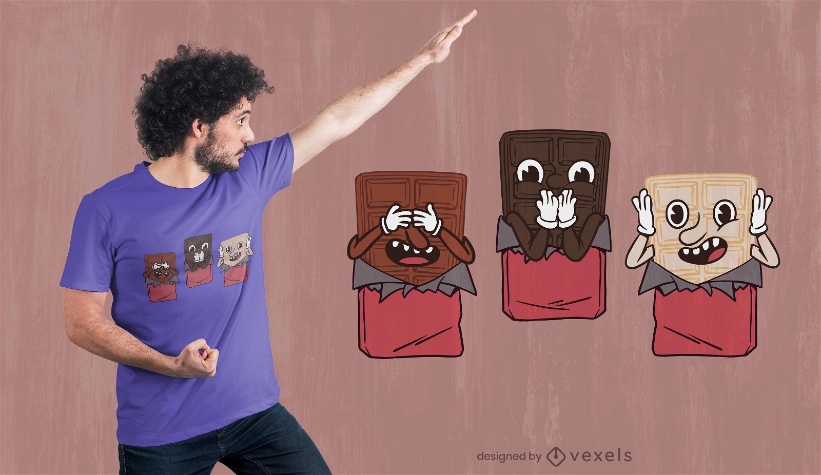 Three wise chocolates t-shirt design