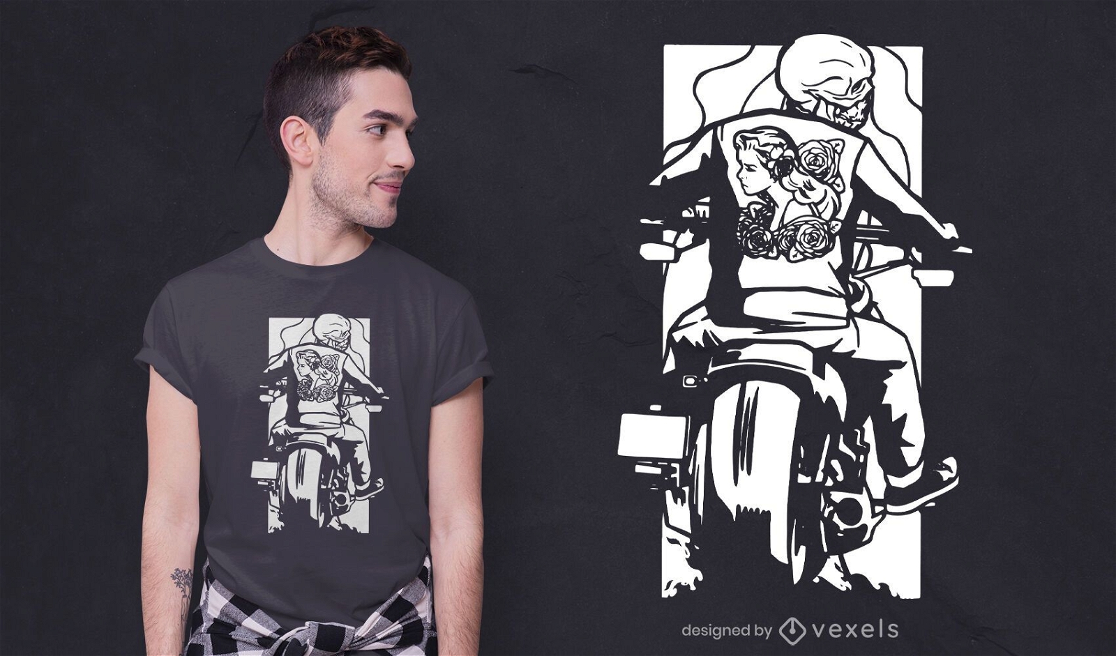 Biker skeleton t-shirt design