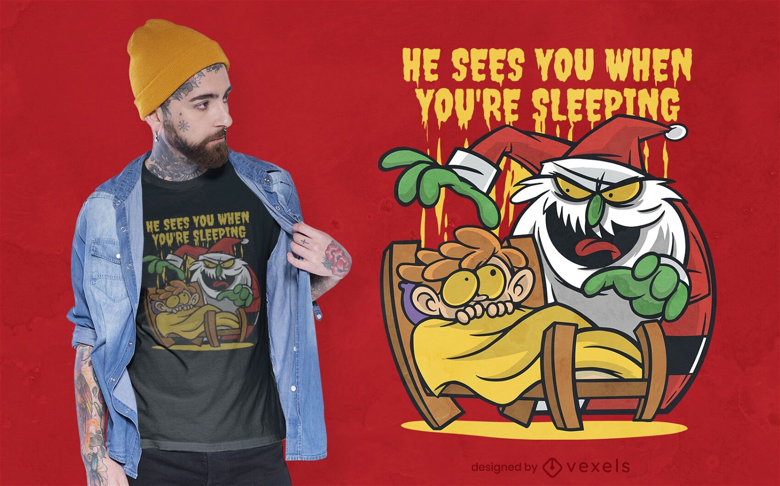 Creepy santa t-shirt design