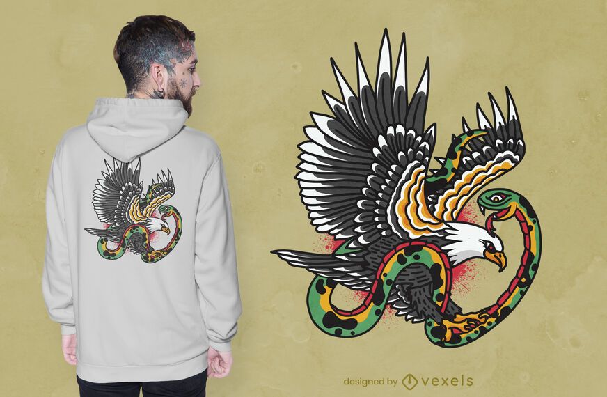 Eagle snake tattoo t-shirt design Eagle snake tattoo t-shirt design