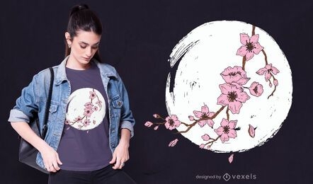 Diseño de camiseta de luna de flor de cerezo