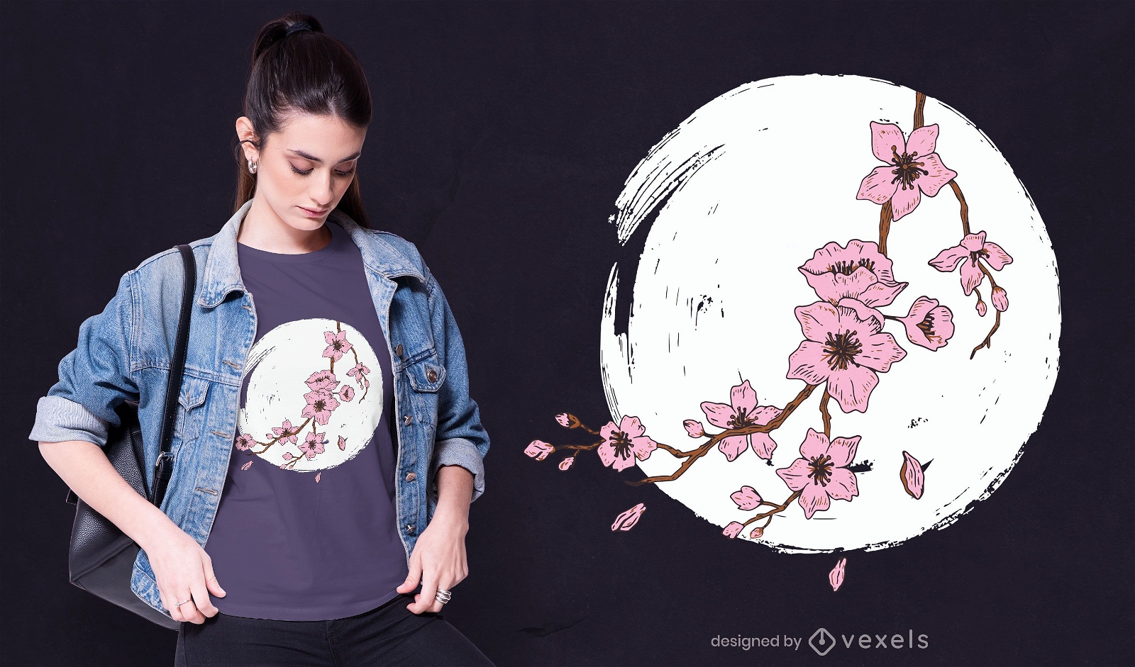 Cherry blossom moon t-shirt design