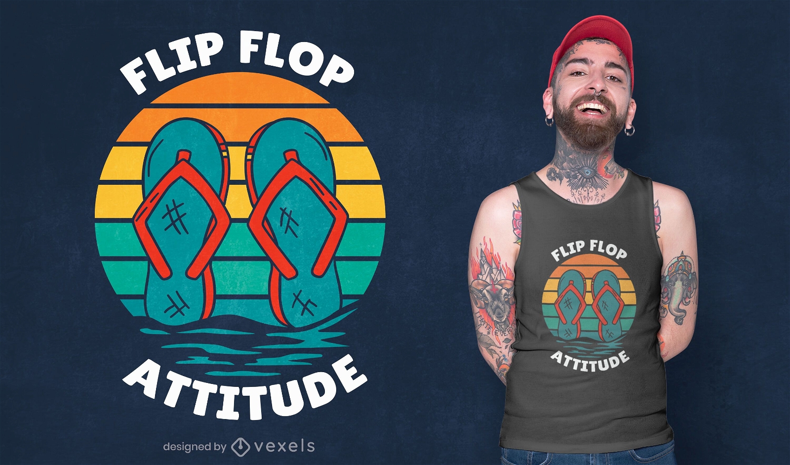 Design de t-shirt flip-flop atitude