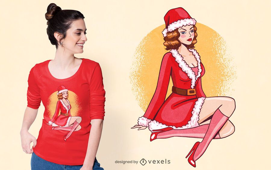 Pin up christmas girl t-shirt design Pin up christmas girl t-shirt design