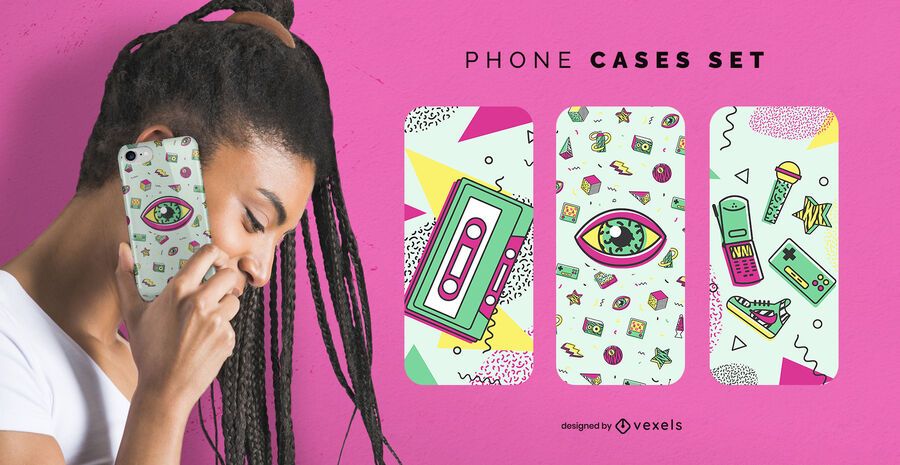 Conjunto de fundas de teléfono retro memphis Conjunto de fundas de teléfono retro memphis