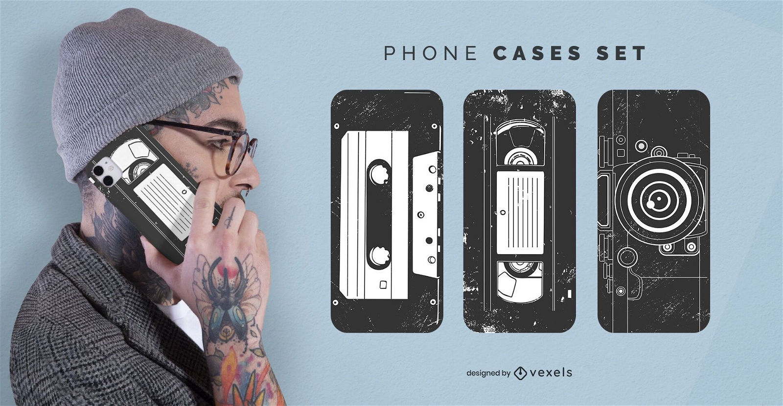 Vintage cassette phone case set