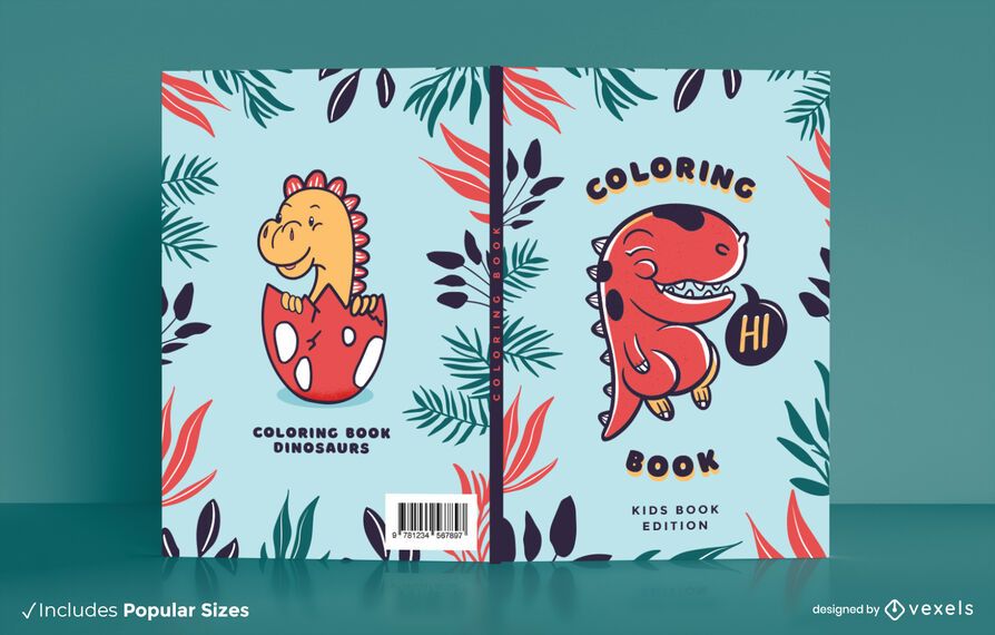 Diseño de portada de libro para colorear Dino Diseño de portada de libro para colorear Dino