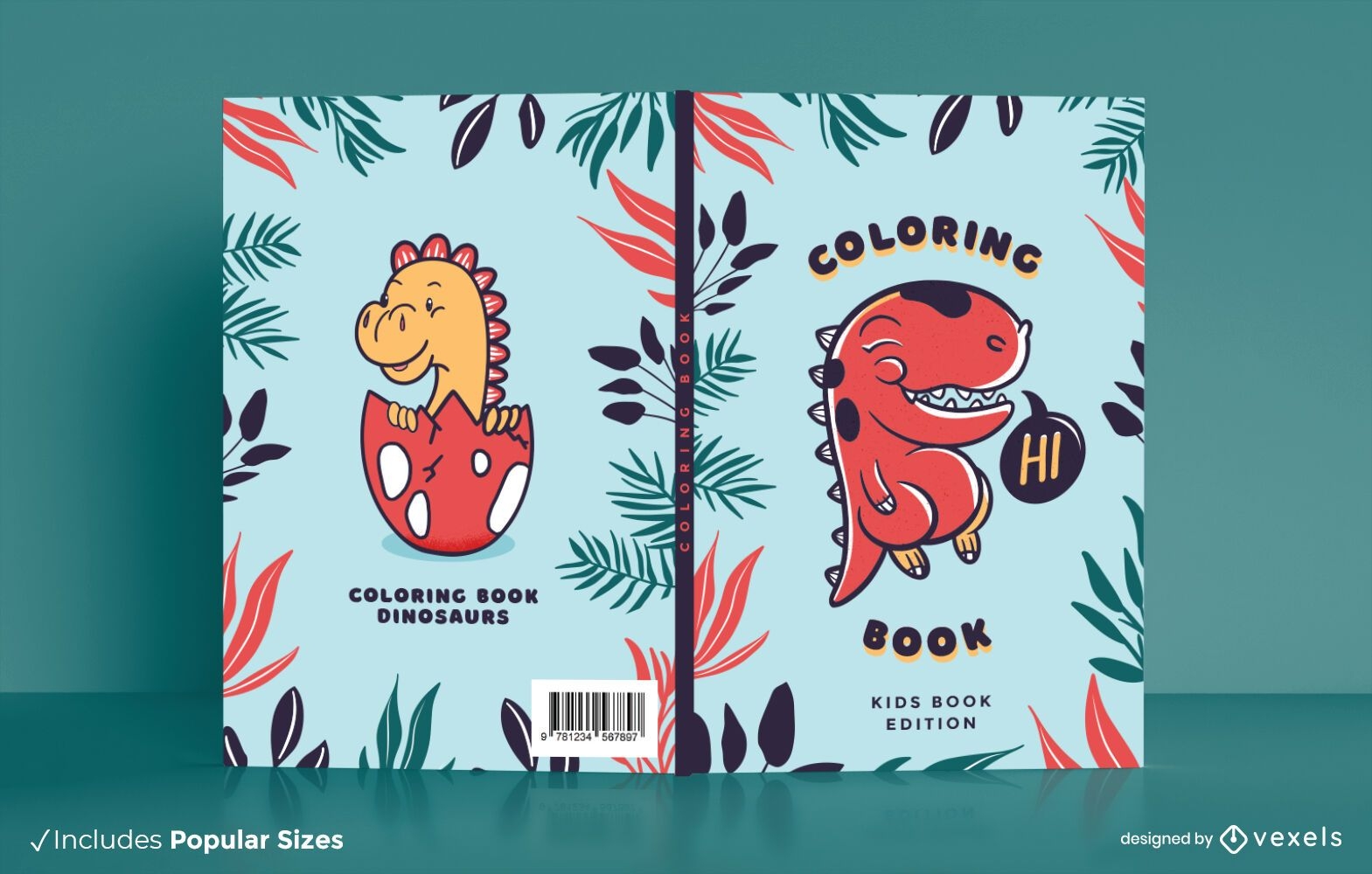 Diseño de portada de libro para colorear Dino