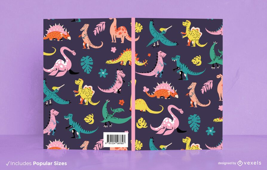 Design de capa de livro com padrão de dinossauro Design de capa de livro com padrão de dinossauro