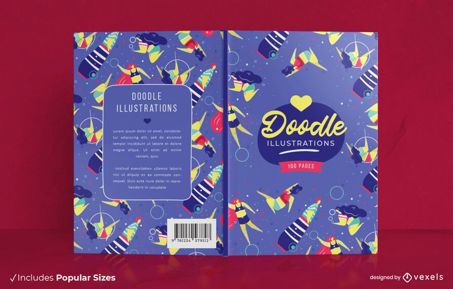 Desenho de capa de livro de ilustrações de Doodle Desenho de capa de livro de ilustrações de Doodle