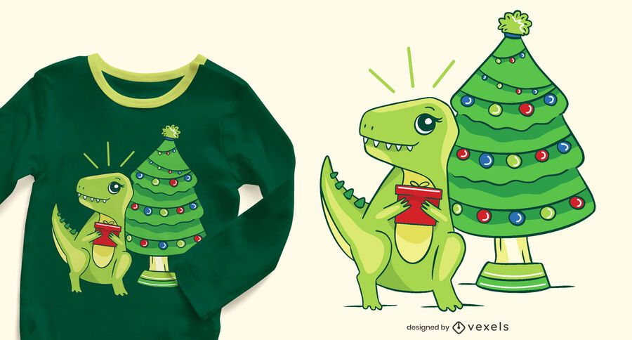 Design de camisetas t-rex de Natal Design de camisetas t-rex de Natal