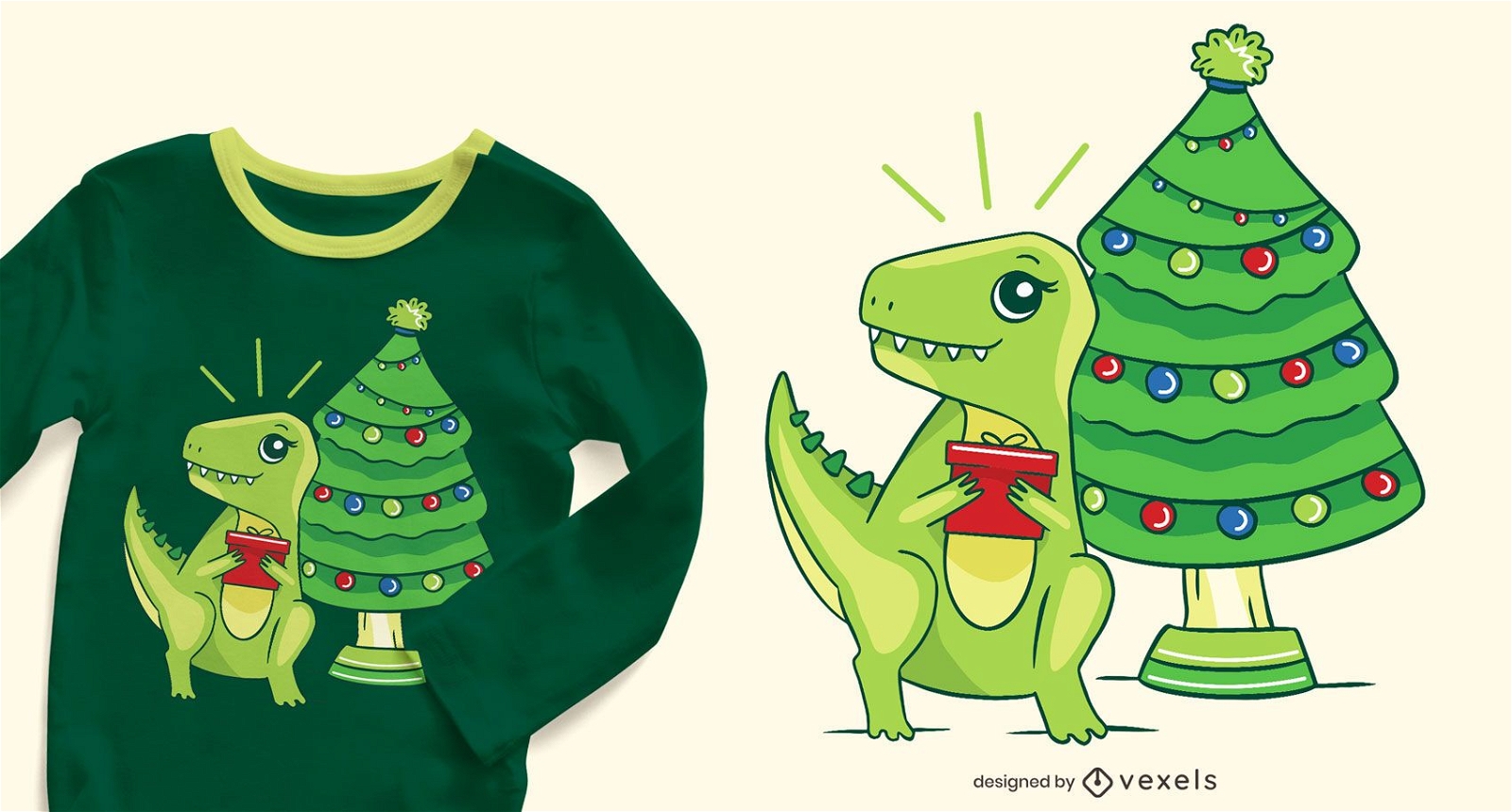 Design de camisetas t-rex de Natal