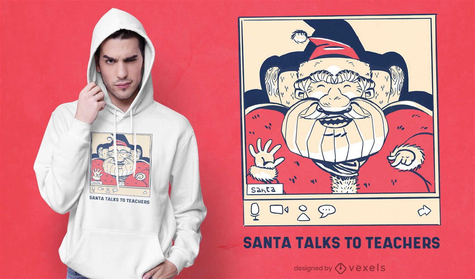 Santa videocall t-shirt design