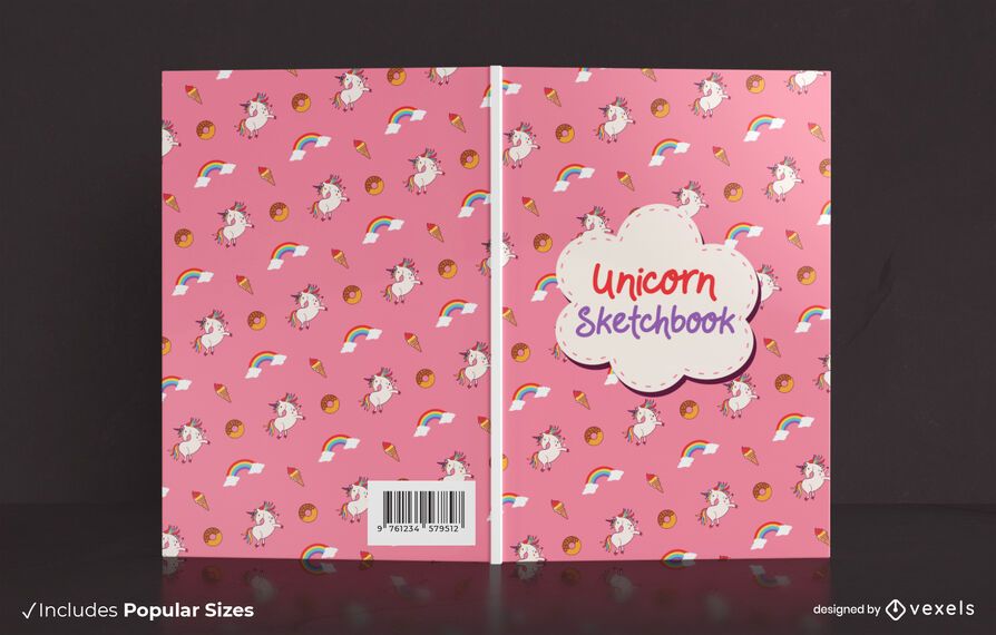 Diseño de portada de libro de cuaderno de bocetos de unicornio Diseño de portada de libro de cuaderno de bocetos de unicornio