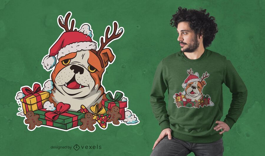 Christmas bulldog t-shirt design Christmas bulldog t-shirt design