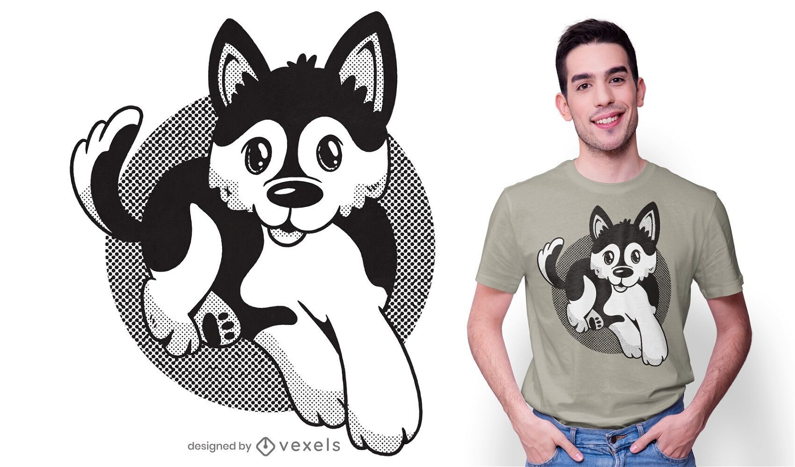 Pomsky Hund T-Shirt Design