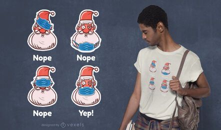 Diseño divertido de la camiseta de la máscara facial de santa