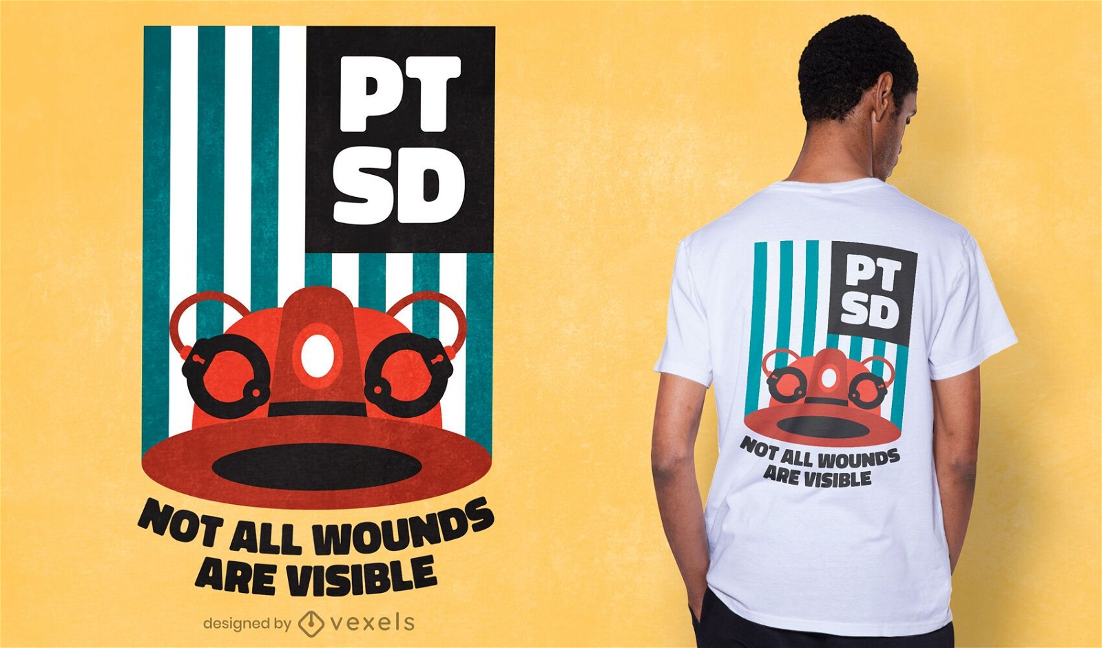Design de t-shirt de sensibiliza??o PTSD
