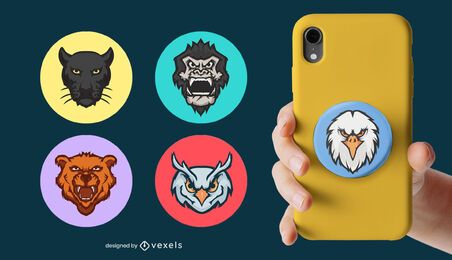 Animal heads popsocket set