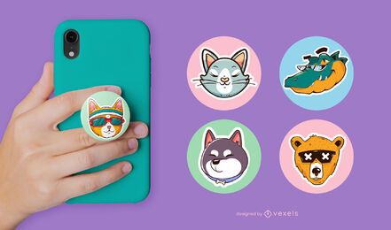 Animals heads popsocket set