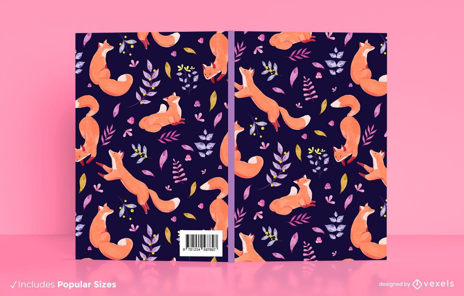 Diseño de portada de libro de zorros de acuarela